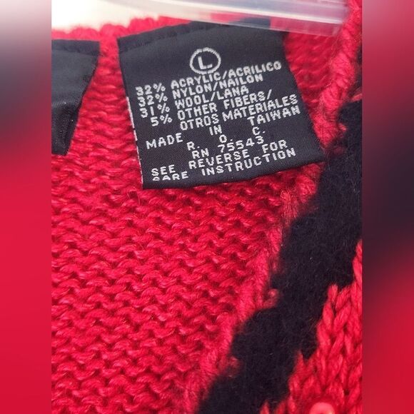 Fully Fashion L Red Beaded Embroidered Knit 3/4 Sleeve WOOL Blend Women Sweater - Picture 6 of 9